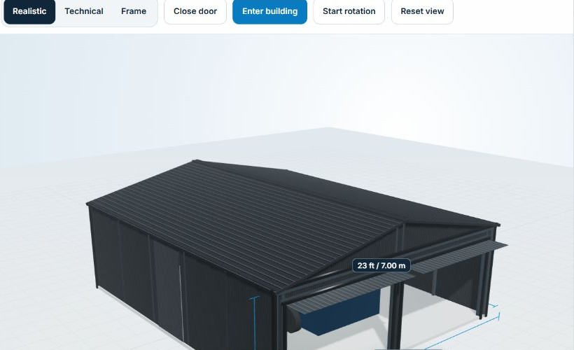 Real Garage Studio 3D steel building configurator
